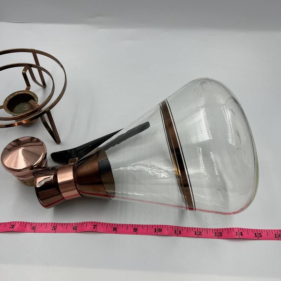 Vintage Glass Inland Carafe Coffee Warmer MidCentury Modern Lid & Stand Handle - Picture 3 of 8